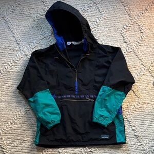 Vintage LL Bean Anorak Windbreaker Jacket Black 90s